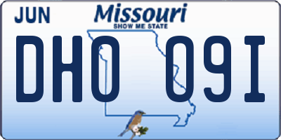 MO license plate DH0O9I