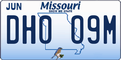 MO license plate DH0O9M