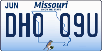 MO license plate DH0O9U