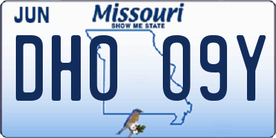 MO license plate DH0O9Y