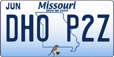MO license plate DH0P2Z