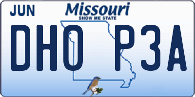 MO license plate DH0P3A