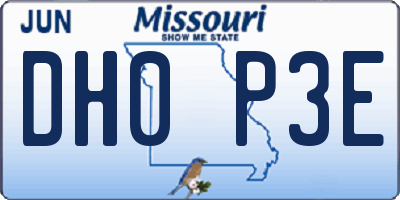 MO license plate DH0P3E