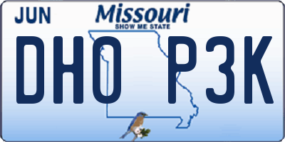 MO license plate DH0P3K