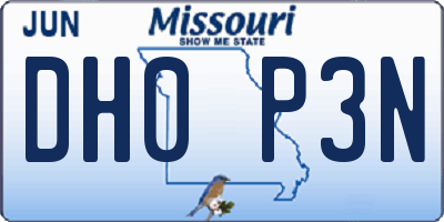 MO license plate DH0P3N