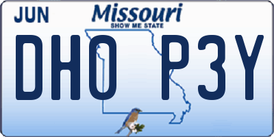 MO license plate DH0P3Y