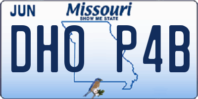MO license plate DH0P4B