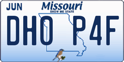 MO license plate DH0P4F