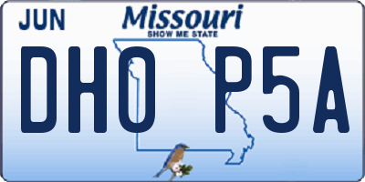 MO license plate DH0P5A