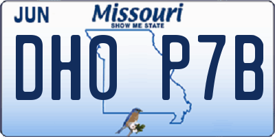 MO license plate DH0P7B