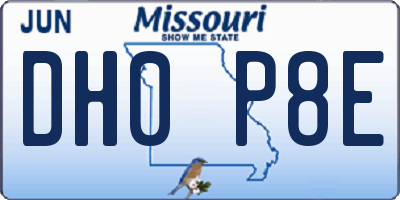 MO license plate DH0P8E
