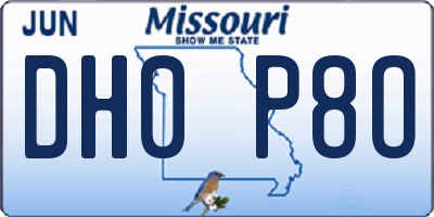 MO license plate DH0P8O