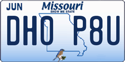 MO license plate DH0P8U