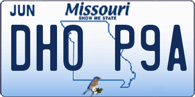 MO license plate DH0P9A