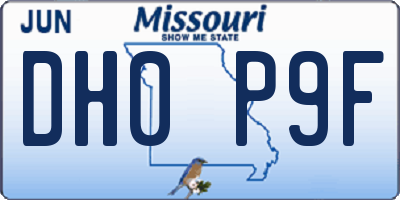 MO license plate DH0P9F