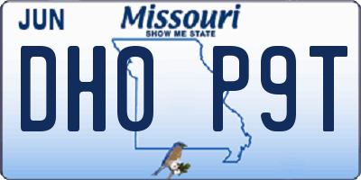MO license plate DH0P9T