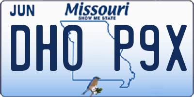 MO license plate DH0P9X