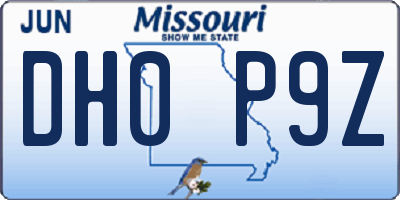 MO license plate DH0P9Z
