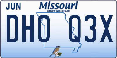 MO license plate DH0Q3X