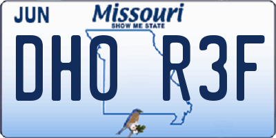 MO license plate DH0R3F