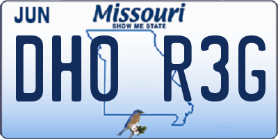 MO license plate DH0R3G