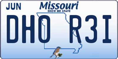 MO license plate DH0R3I
