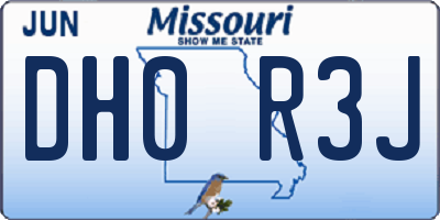 MO license plate DH0R3J