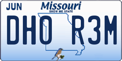 MO license plate DH0R3M