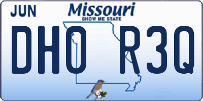 MO license plate DH0R3Q