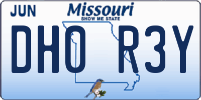 MO license plate DH0R3Y