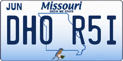 MO license plate DH0R5I