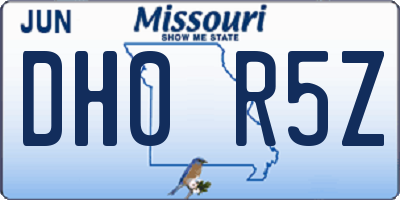MO license plate DH0R5Z