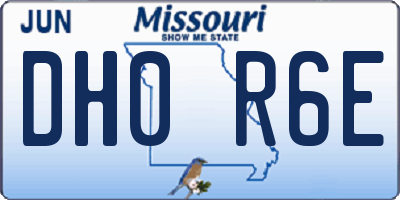 MO license plate DH0R6E