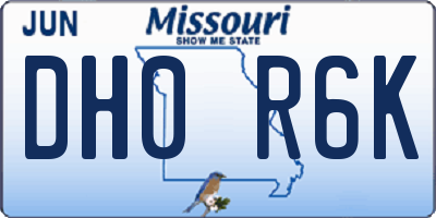 MO license plate DH0R6K