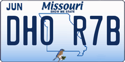 MO license plate DH0R7B