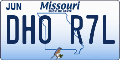 MO license plate DH0R7L