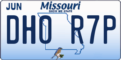 MO license plate DH0R7P