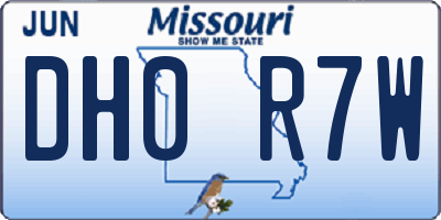 MO license plate DH0R7W