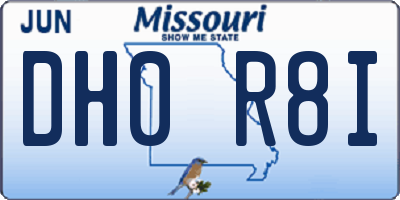 MO license plate DH0R8I