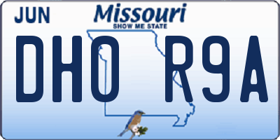 MO license plate DH0R9A