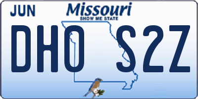 MO license plate DH0S2Z