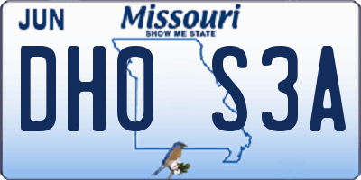 MO license plate DH0S3A