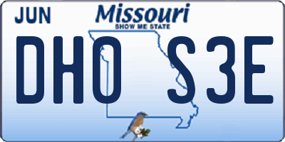 MO license plate DH0S3E