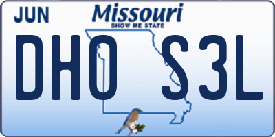 MO license plate DH0S3L