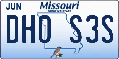 MO license plate DH0S3S