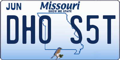 MO license plate DH0S5T