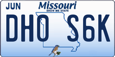 MO license plate DH0S6K