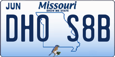 MO license plate DH0S8B