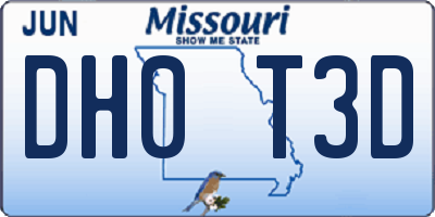 MO license plate DH0T3D