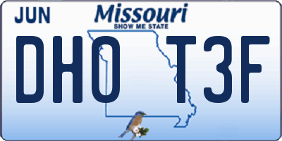 MO license plate DH0T3F